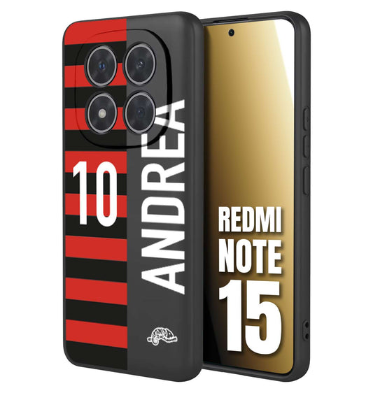 CUSTOMIZZA - Custodia cover nera morbida in tpu compatibile per Xiaomi Redmi Note 15 personalizzata calcio football nome e numero calciatori rossonera