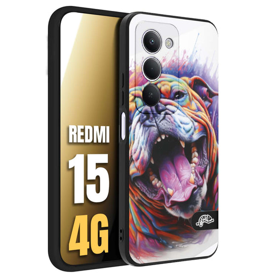 CUSTOMIZZA - Custodia cover nera morbida in tpu compatibile per Xiaomi Redmi 15 4G animali color bulldog cane dog colori vibranti disegnato schizzo