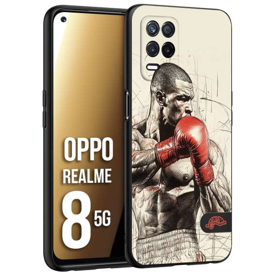 CUSTOMIZZA - Custodia cover nera morbida in tpu compatibile per Realme 8 5G pugilato pugili disegno tattoo guantoni box sport ring