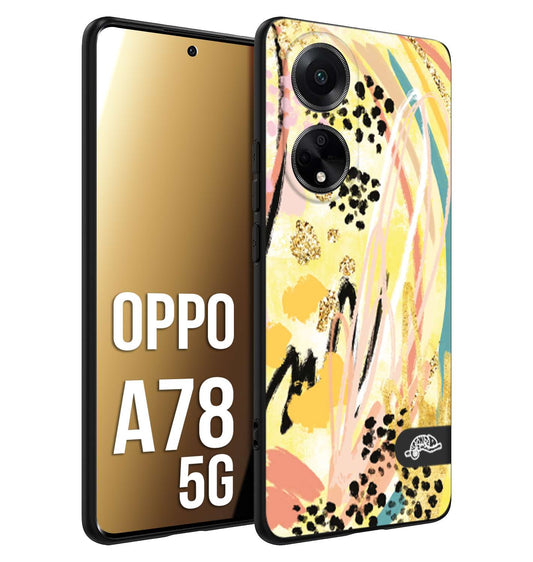 CUSTOMIZZA - Custodia cover nera morbida in tpu compatibile per Oppo A78 5G astratti donna flower fantasia estate gialla rosa leopardata