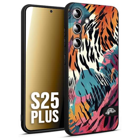 CUSTOMIZZA - Custodia cover nera morbida in tpu compatibile per Samsung S25 PLUS leopardato maculato tigrato tiger colorata summer color