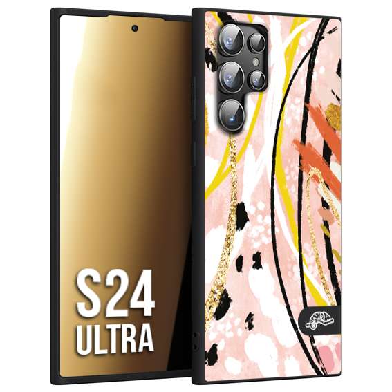 CUSTOMIZZA - Custodia cover nera morbida in tpu compatibile per Samsung S24 ULTRA fiori astratti donna zebrato leopardato fantasia dorata gialla rosa colorata