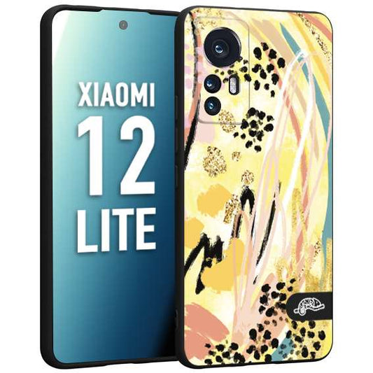 CUSTOMIZZA - Custodia cover nera morbida in tpu compatibile per Xiaomi 12 LITE astratti donna flower fantasia estate gialla rosa leopardata