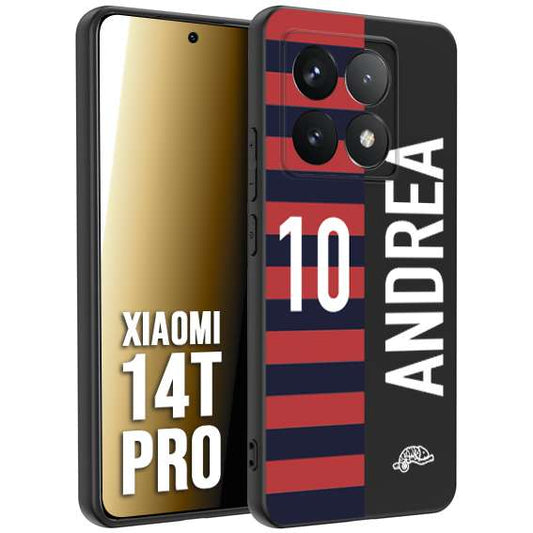 CUSTOMIZZA - Custodia cover nera morbida in tpu compatibile per Xiaomi 14T PRO personalizzata calcio football nome e numero calciatori rossoblu