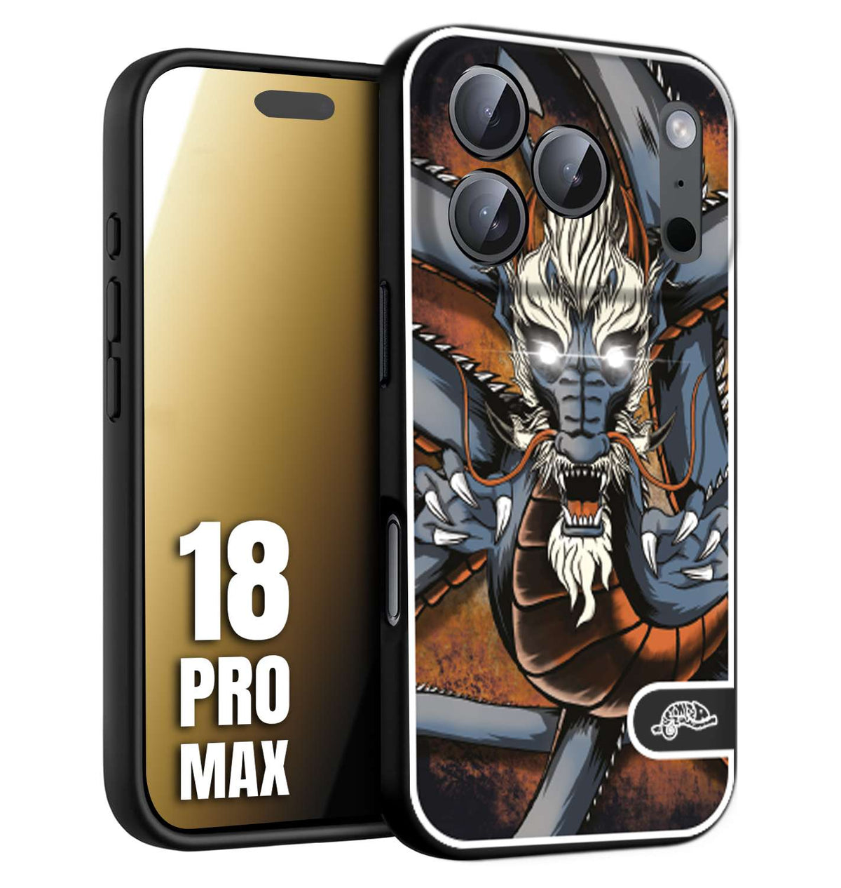 CUSTOMIZZA - Custodia cover nera morbida in tpu compatibile per iPhone 18 PRO MAX drago giapponese tattoo japan dragon