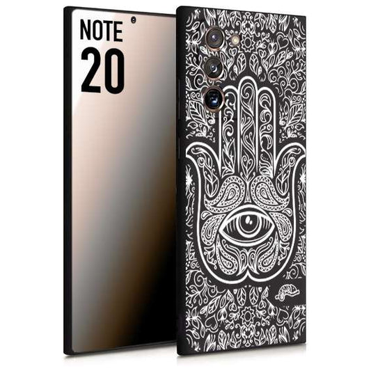 CUSTOMIZZA - Custodia cover nera morbida in tpu compatibile per Samsung NOTE 20 mano di fatima effetto rilievo mandala donna