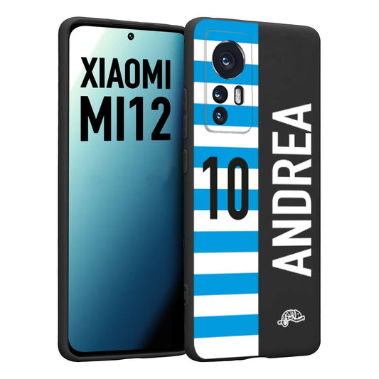 CUSTOMIZZA - Custodia cover nera morbida in tpu compatibile per Xiaomi 12 5G personalizzata calcio football nome e numero calciatori biancazzurri