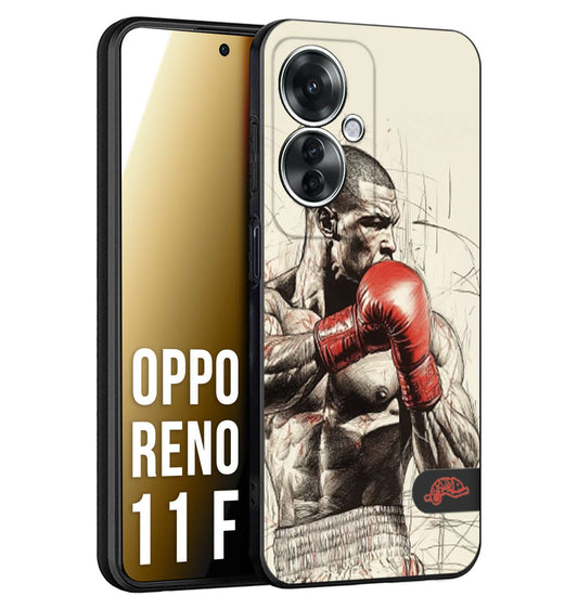 CUSTOMIZZA - Custodia cover nera morbida in tpu compatibile per Oppo Reno 11 F 5G pugilato pugili disegno tattoo guantoni box sport ring