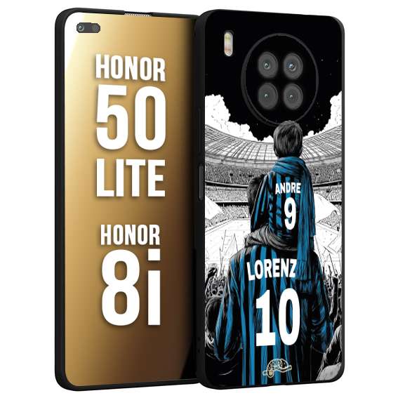 CUSTOMIZZA - Custodia cover nera morbida in tpu compatibile per Honor 8i - Honor 50 LITE personalizzata calcio football padre e figlio calciatori nerazzurra