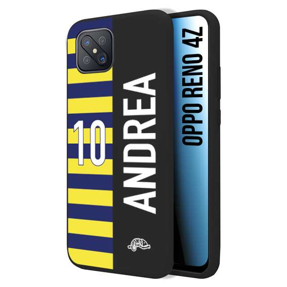 CUSTOMIZZA - Custodia cover nera morbida in tpu compatibile per Oppo Reno 4Z personalizzata calcio football nome e numero calciatori giallo blu