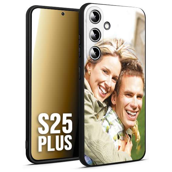 CUSTOMIZZA - Custodia cover nera morbida in tpu compatibile per Samsung S25 PLUS personalizzata con foto immagine scritta a piacere