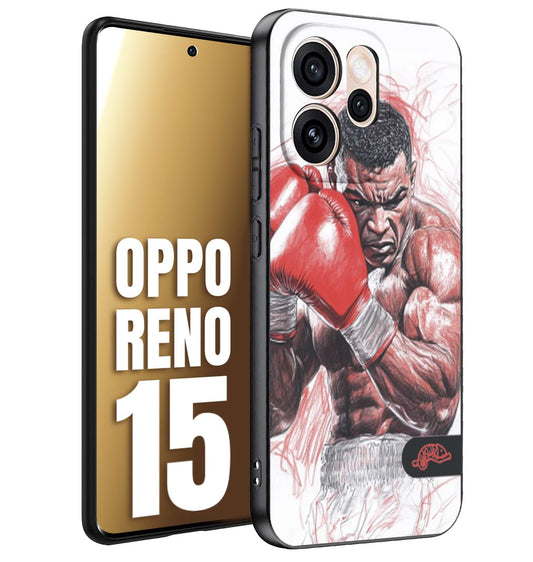CUSTOMIZZA - Custodia cover nera morbida in tpu compatibile per Oppo Reno 15 pugilato pugili disegno tattoo guantoni boxer pesi massimi iron mike