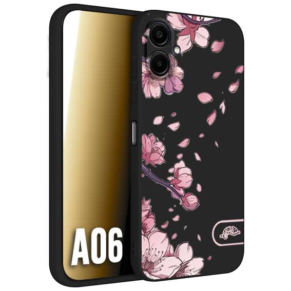 CUSTOMIZZA - Custodia cover nera morbida in tpu compatibile per Samsung A06 giapponese fiori di ciliegio in fiore a rilievo disegnata tattoo
