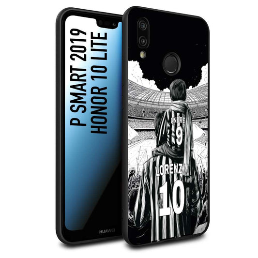 CUSTOMIZZA - Custodia cover nera morbida in tpu compatibile per Huawei P SMART 2019 personalizzata calcio football nome e numero calciatori bianconeri bianca e nera