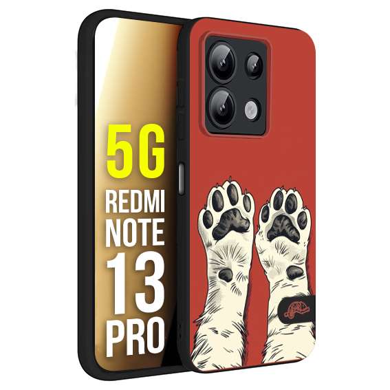 CUSTOMIZZA - Custodia cover nera morbida in tpu compatibile per Xiaomi Redmi Note 13 PRO 5G zampe di gatto cat paws rossa red disegnata fumetto cartoon