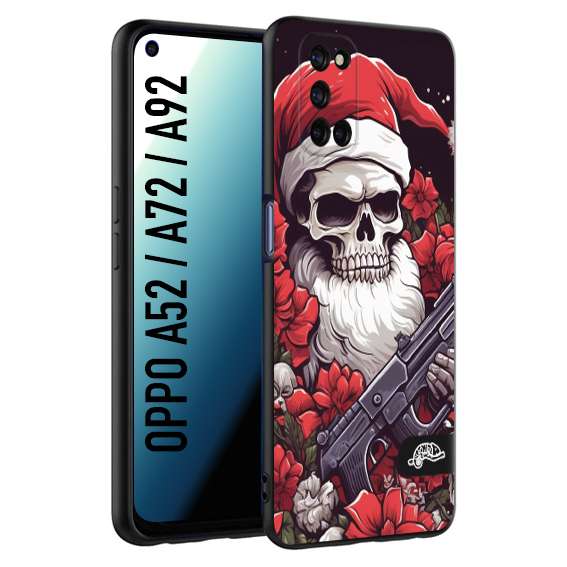 CUSTOMIZZA - Custodia cover nera morbida in tpu compatibile per Oppo A52 - A72 - A92 teschio natale santa claus fiori tattoo disegnato