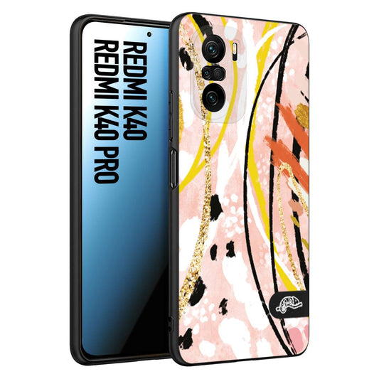 CUSTOMIZZA - Custodia cover nera morbida in tpu compatibile per Xiaomi Redmi K40 - K40 Pro fiori astratti donna zebrato leopardato fantasia dorata gialla rosa colorata