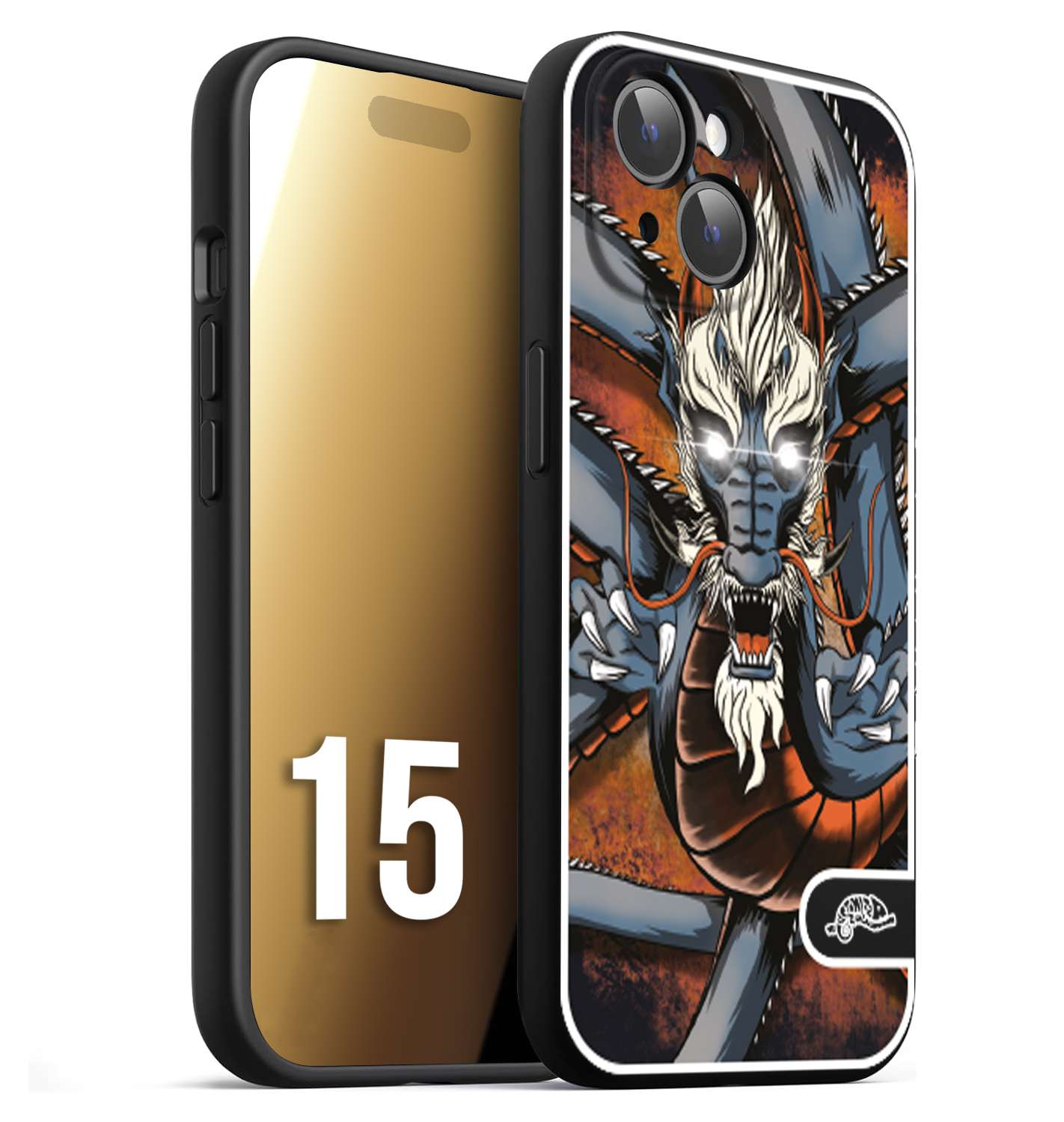 CUSTOMIZZA - Custodia cover nera morbida in tpu compatibile per iPhone 15 drago giapponese tattoo japan dragon