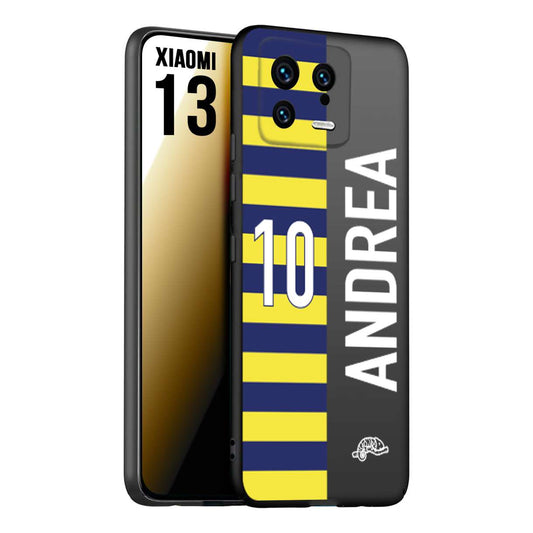 CUSTOMIZZA - Custodia cover nera morbida in tpu compatibile per Xiaomi 13 personalizzata calcio football nome e numero calciatori giallo blu