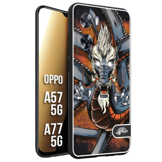 CUSTOMIZZA - Custodia cover nera morbida in tpu compatibile per Oppo A57 5G - A77 5G drago giapponese tattoo japan dragon