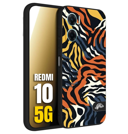 CUSTOMIZZA - Custodia cover nera morbida in tpu compatibile per Xiaomi Redmi 10 5G leopardato maculato tigrato tiger colorata gialla blu arancio