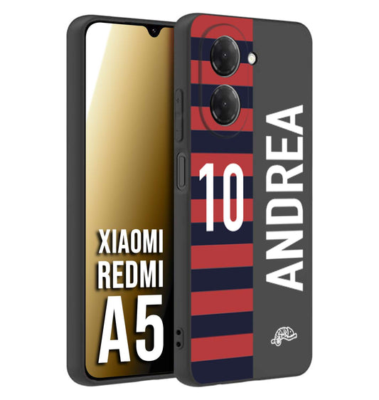 CUSTOMIZZA - Custodia cover nera morbida in tpu compatibile per Xiaomi Redmi A5 personalizzata calcio football nome e numero calciatori rossoblu