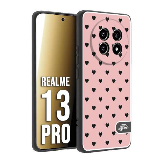 CUSTOMIZZA - Custodia cover nera morbida in tpu compatibile per Realme 13 PRO cuori pois rosa donna pin up vintage