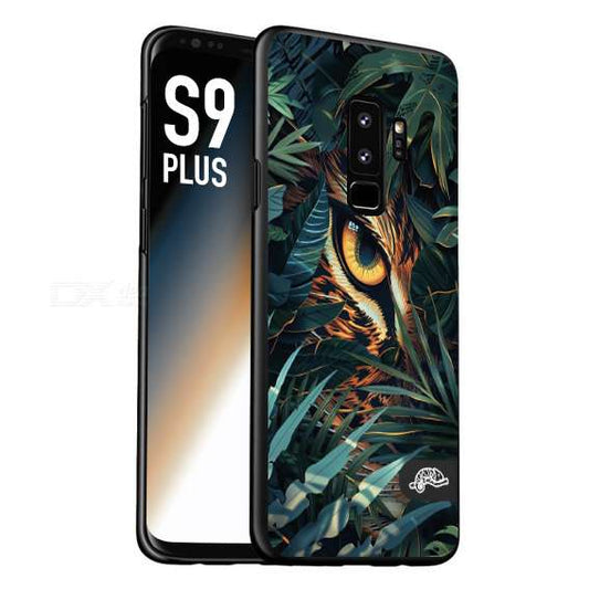 CUSTOMIZZA - Custodia cover nera morbida in tpu compatibile per Samsung S9 PLUS animali color giungla tropicale occhio di giaguaro felino disegnato