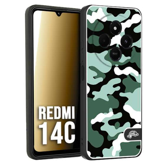 CUSTOMIZZA - Custodia cover nera morbida in tpu compatibile per Xiaomi Redmi 14C camouflage mimetico militare verde green
