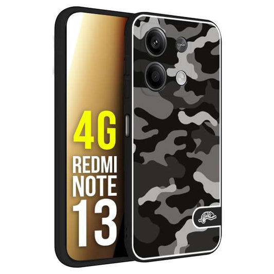 CUSTOMIZZA - Custodia cover nera morbida in tpu compatibile per Xiaomi Redmi Note 13 4G camouflage mimetico militare nero black grigio