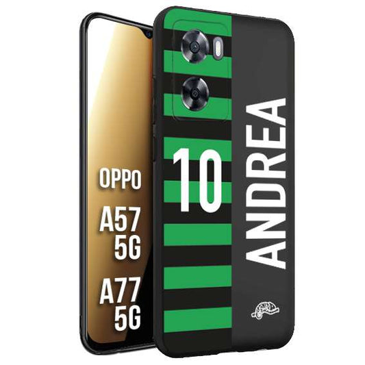 CUSTOMIZZA - Custodia cover nera morbida in tpu compatibile per Oppo A57 5G - A77 5G personalizzata calcio football nome e numero calciatori neroverde