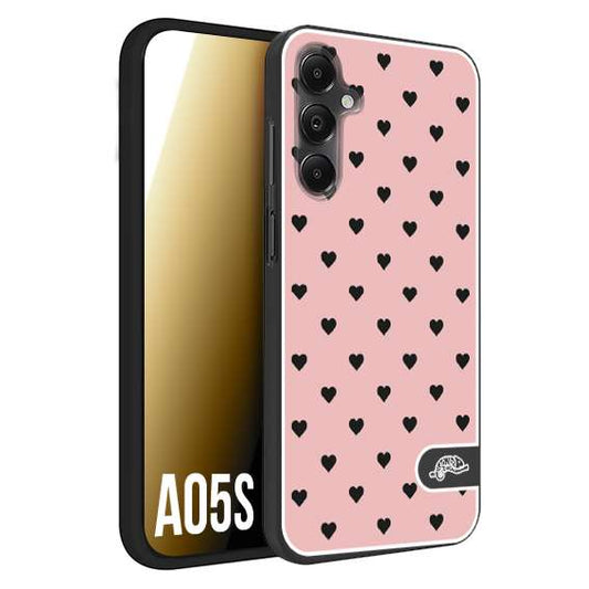 CUSTOMIZZA - Custodia cover nera morbida in tpu compatibile per Samsung A05S cuori pois rosa donna pin up vintage