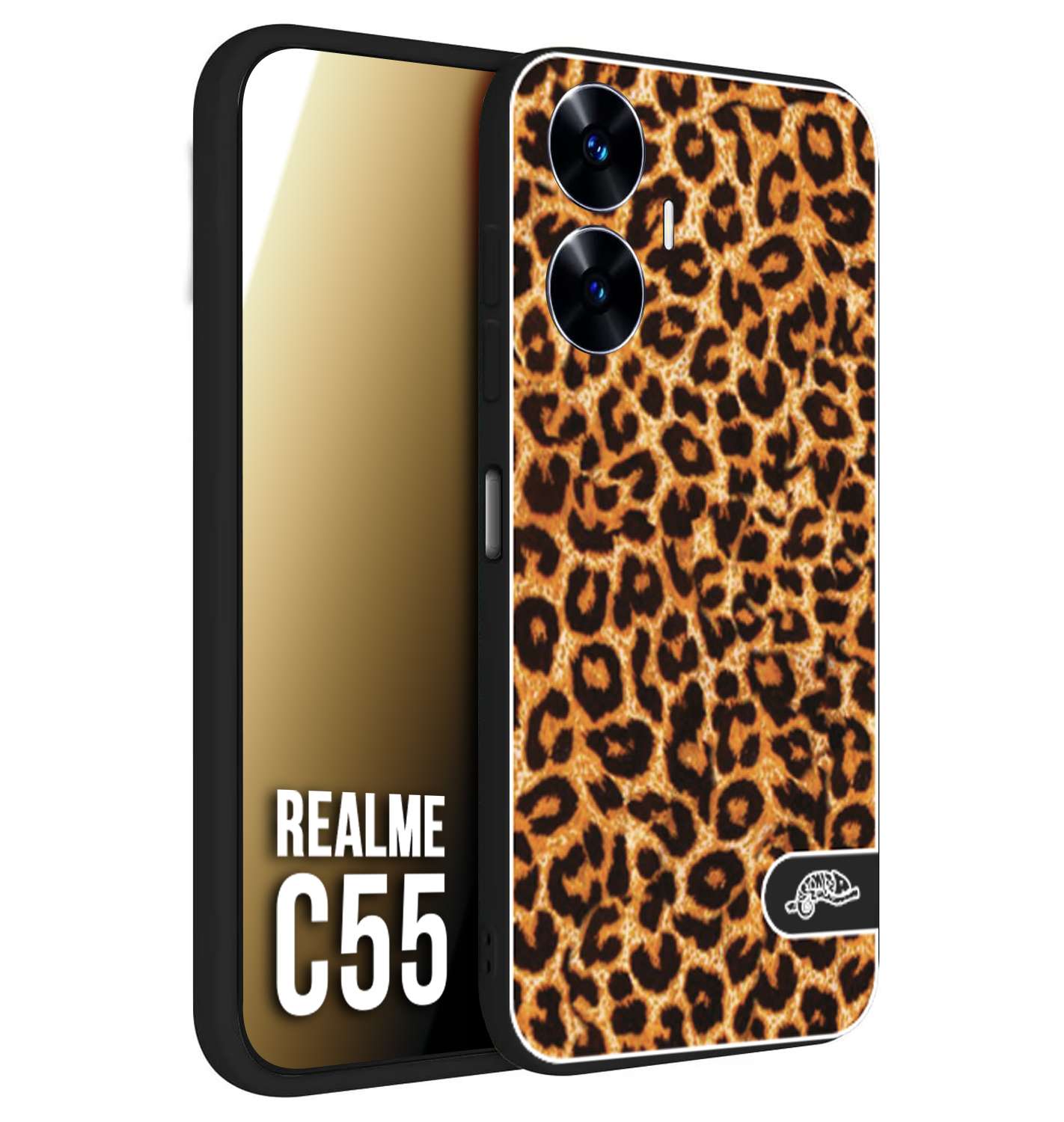 CUSTOMIZZA - Custodia cover nera morbida in tpu compatibile per Oppo C55 leopardato maculato donna marrone leopard brown