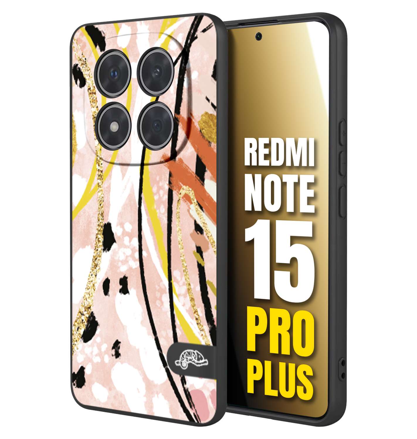 CUSTOMIZZA - Custodia cover nera morbida in tpu compatibile per Xiaomi Redmi Note 15 PRO PLUS fiori astratti donna zebrato leopardato fantasia dorata gialla rosa colorata