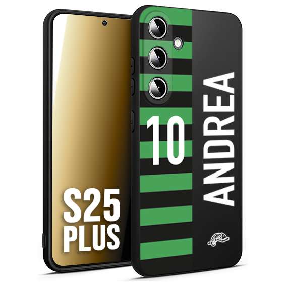 CUSTOMIZZA - Custodia cover nera morbida in tpu compatibile per Samsung S25 PLUS personalizzata calcio football nome e numero calciatori neroverde