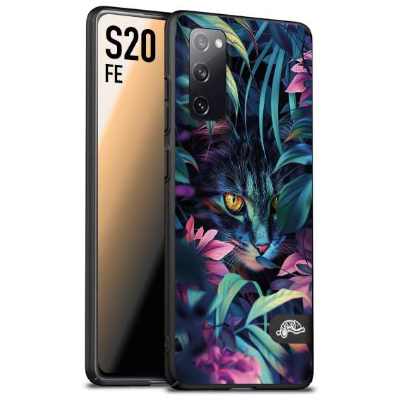 CUSTOMIZZA - Custodia cover nera morbida in tpu compatibile per Samsung S20 FE animali color giungla tropicale occhio di gatto colori vibranti disegnato