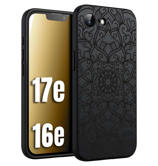 CUSTOMIZZA - Custodia cover nera morbida in tpu compatibile per iPhone 16E - 17E mandala nero fiore vedo non vedo donna