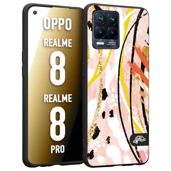 CUSTOMIZZA - Custodia cover nera morbida in tpu compatibile per Oppo Realme 8 - 8 PRO fiori astratti donna zebrato leopardato fantasia dorata gialla rosa colorata