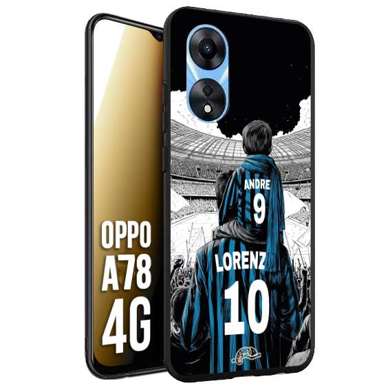 CUSTOMIZZA - Custodia cover nera morbida in tpu compatibile per Oppo A78 4G personalizzata calcio football padre e figlio calciatori nerazzurra