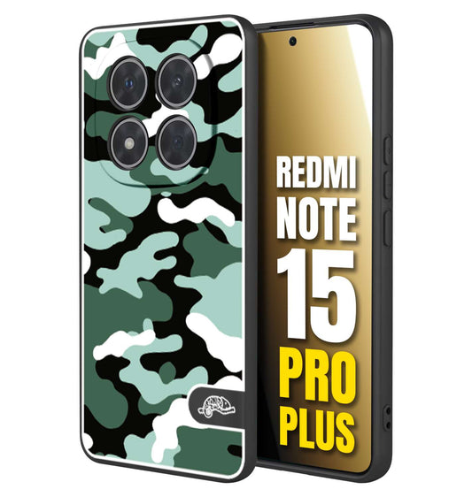 CUSTOMIZZA - Custodia cover nera morbida in tpu compatibile per Xiaomi Redmi Note 15 PRO PLUS camouflage mimetico militare verde green