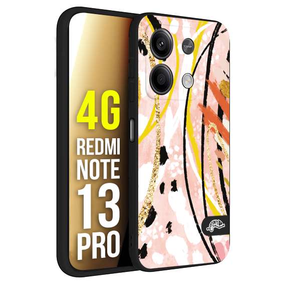 CUSTOMIZZA - Custodia cover nera morbida in tpu compatibile per Xiaomi Redmi Note 13 PRO 4G fiori astratti donna zebrato leopardato fantasia dorata gialla rosa colorata