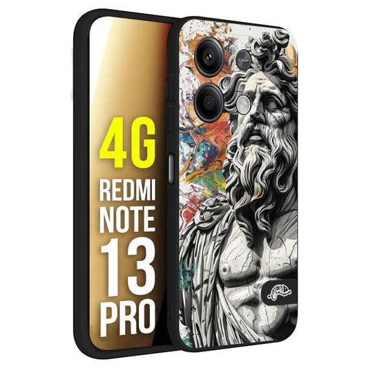 CUSTOMIZZA - Custodia cover nera morbida in tpu compatibile per Xiaomi Redmi Note 13 PRO 4G statua colorata moderna antico tattoo splash color