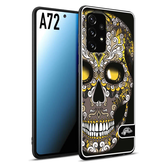 CUSTOMIZZA - Custodia cover nera morbida in tpu compatibile per Samsung A72 effetto marmo marble verde green venature dorato pietra