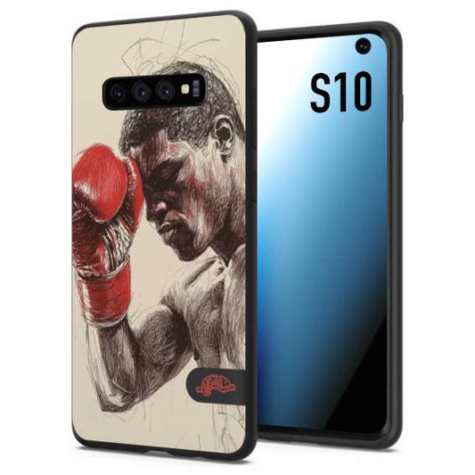 CUSTOMIZZA - Custodia cover nera morbida in tpu compatibile per Samsung S10 pugilato pugili disegno tattoo guantoni boxer pesi massimi
