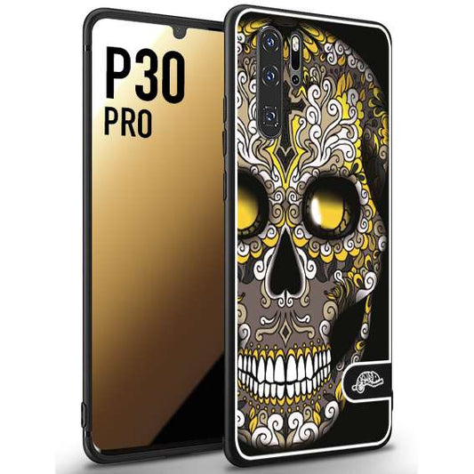 CUSTOMIZZA - Custodia cover nera morbida in tpu compatibile per Huawei P30 PRO effetto marmo marble verde green venature dorato pietra
