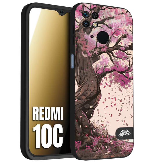 CUSTOMIZZA - Custodia cover nera morbida in tpu compatibile per Xiaomi Redmi 10C giapponese colori morbidi fiori di ciliegio rosa disegnata