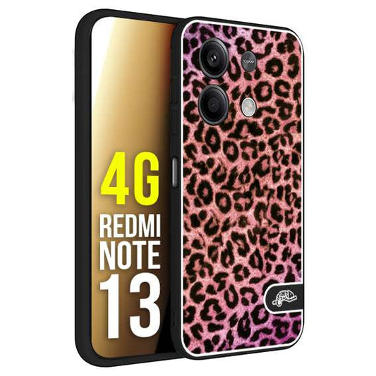 CUSTOMIZZA - Custodia cover nera morbida in tpu compatibile per Xiaomi Redmi Note 13 4G leopardato maculato donna rosa leopard