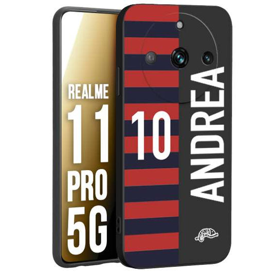 CUSTOMIZZA - Custodia cover nera morbida in tpu compatibile per Realme 11 PRO 5G personalizzata calcio football nome e numero calciatori rossoblu