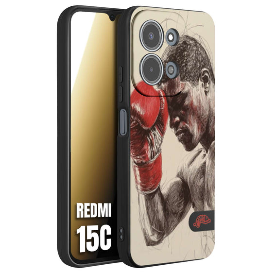 CUSTOMIZZA - Custodia cover nera morbida in tpu compatibile per Xiaomi Redmi 15C pugilato pugili disegno tattoo guantoni boxer pesi massimi