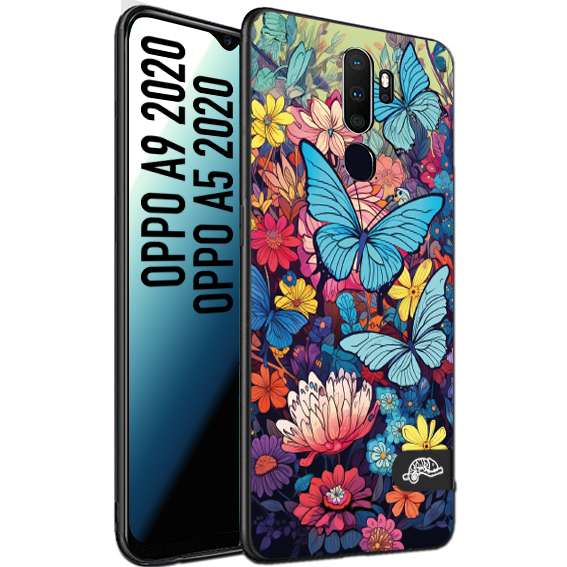 CUSTOMIZZA - Custodia cover nera morbida in tpu compatibile per Oppo Find X3 - Find X3 Pro 5G farfalle butterfly moderno donna disegnate gialla blu rosa